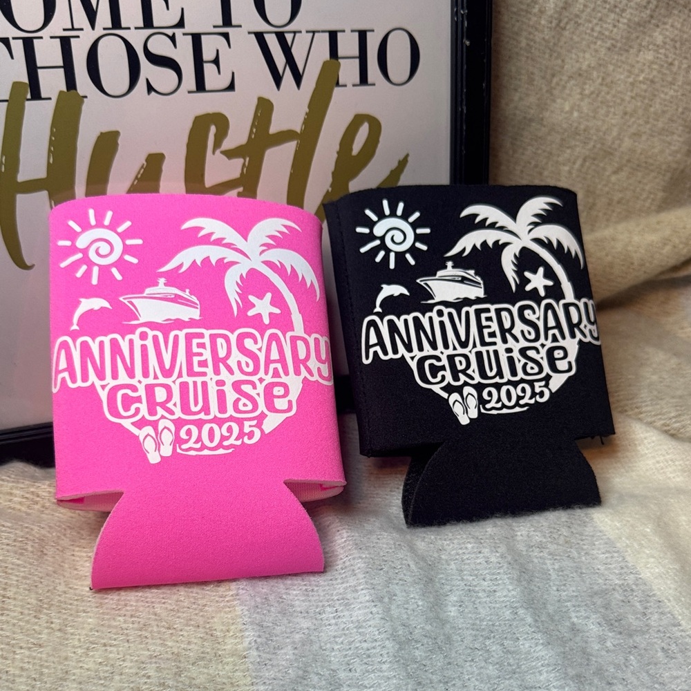 Hand Crafted Pink and Black CUSTOMIZE Can Coolers